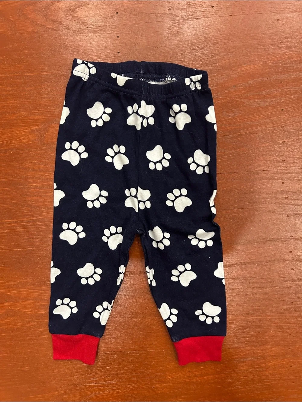 Gymboree Red Top with Navy and White Paw-Print Pants Pajama Set